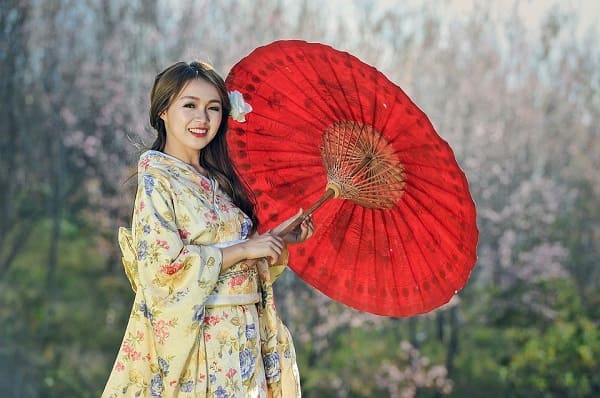 Japanese woman with an umbrella